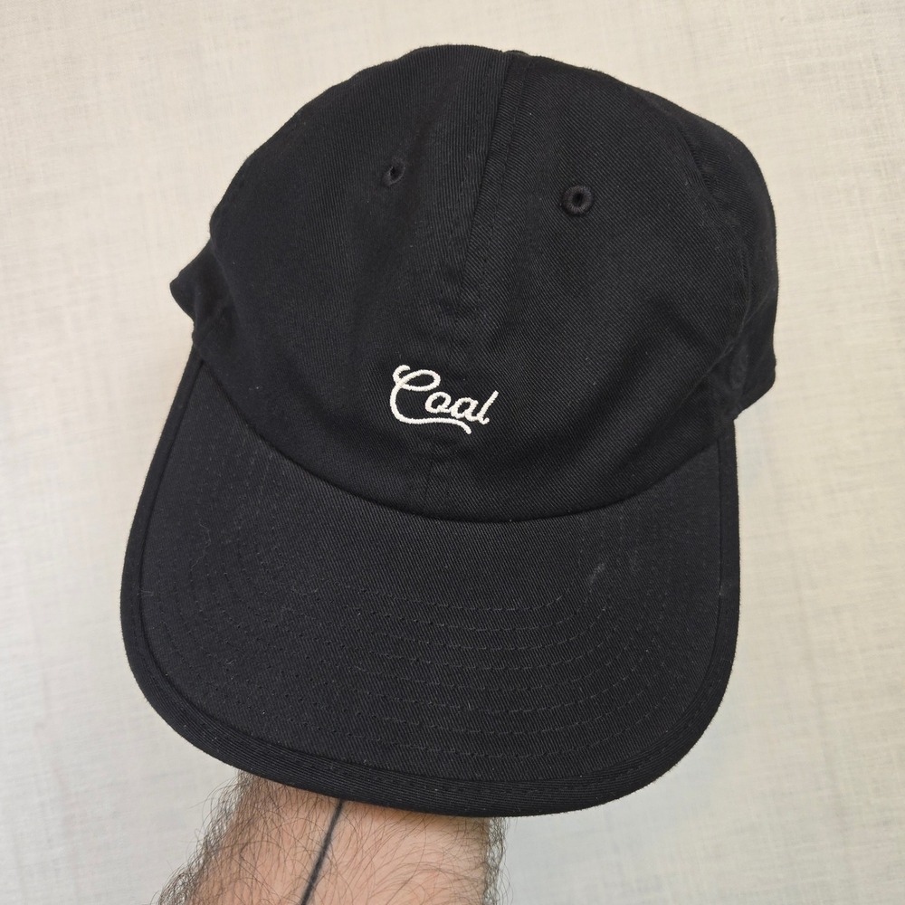 Coal Script Logo Dad Hat Black Coal Headwear Adjustable Strapback GUC Cap Skate